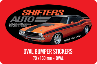 Oval Bumper Stickers (70x150mm Oval)
