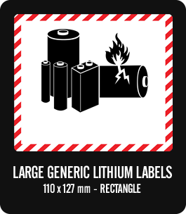 Large Generic Lithium Battery Labels (110x127mm Rectangle)
