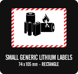Small Generic Lithium Battery Labels (74x105mm Rectangle)